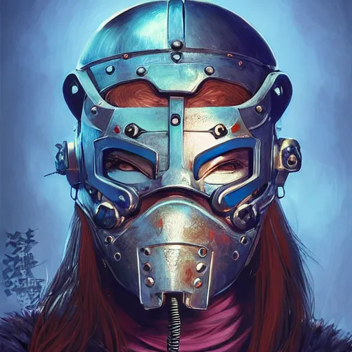 Image similar to cyberpunk viking helmet mask warrior goddess robot ninja fantasy, art gta 5 cover, official fanart behance hd artstation by jesper ejsing, by rhads, makoto shinkai and lois van baarle, ilya kuvshinov, ossdraws