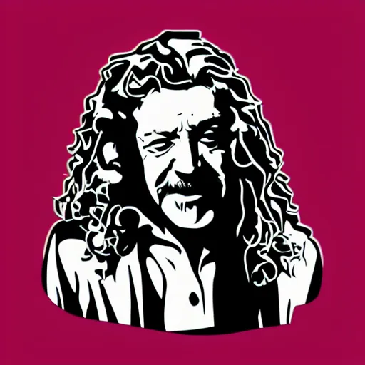 Image similar to robert plant from led zepelin singing, sticker - art, svg vector, adobe - illustrator