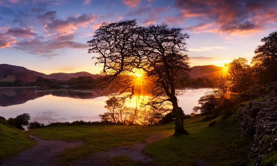 Image similar to sunset at the lake district