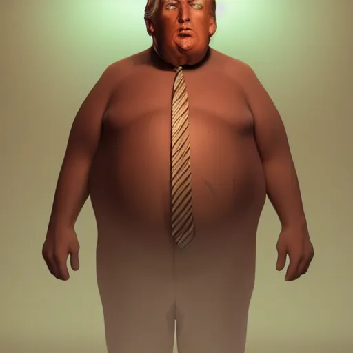 Image similar to hyperrealistic film full body still morbidly obese donald trump, inspired by istvan sandorfi & greg rutkowski & unreal engine, perfect facial symmetry, dim volumetric cinematic lighting, 8 k octane comprehensive render, extremely hyper - detailed, incredibly lifelike attributes, intricate, real flesh texture, masterpiece, artstation, stunning,