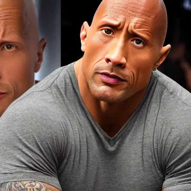 prompthunt: dwayne the rock johnson in eyebrow raise