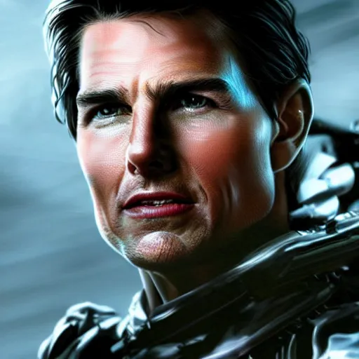 Image similar to Portrait of Tom Cruise portraying an alien, sci-fi movie cinematic frame, detailed, sharp