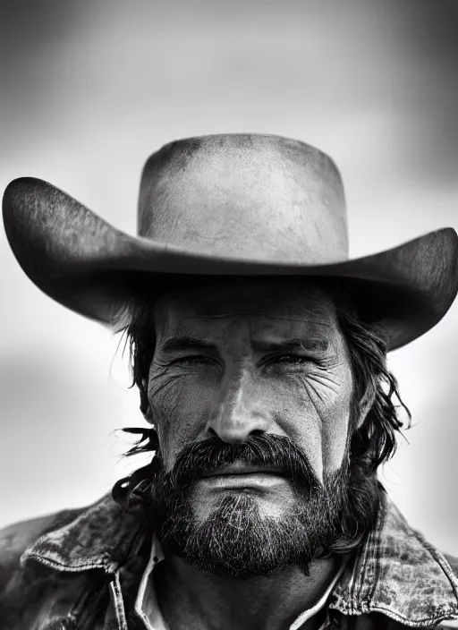 Image similar to closeup portrait of desperate dan (cowboy), zeiss lens, detailed, symmetrical, centered, fashion photoshoot, by Annie Leibovitz and Steve McCurry, David Lazar, Jimmy Nelsson, Breathtaking, 8k resolution, extremely detailed, beautiful, establishing shot, artistic, hyperrealistic, beautiful face, octane render