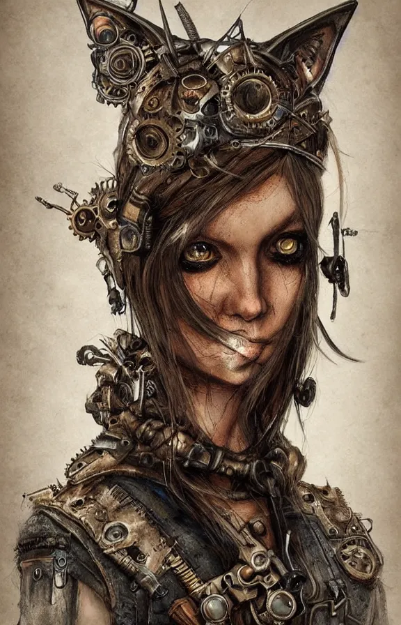 Image similar to realistic detailed portrait of fox warrior, tech warrior, steampunk, post apocalyptic, fantasy art, art nouveau, victorian, neo - gothic, gothic, character concept design