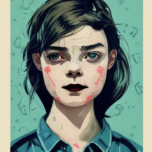 Image similar to Elle Fanning in the world of Fallout 3 picture by Sachin Teng, asymmetrical, dark vibes, Realistic Painting , Organic painting, Matte Painting, geometric shapes, hard edges, graffiti, street art:2 by Sachin Teng:4