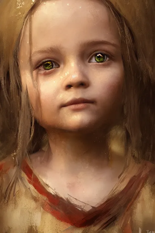 Image similar to medieval little girl, joyful, close-up portrait, intricate, elegant, volumetric lighting, scenery, digital painting, highly detailed, artstation, sharp focus, illustration, concept art, ruan jia, steve mccurry