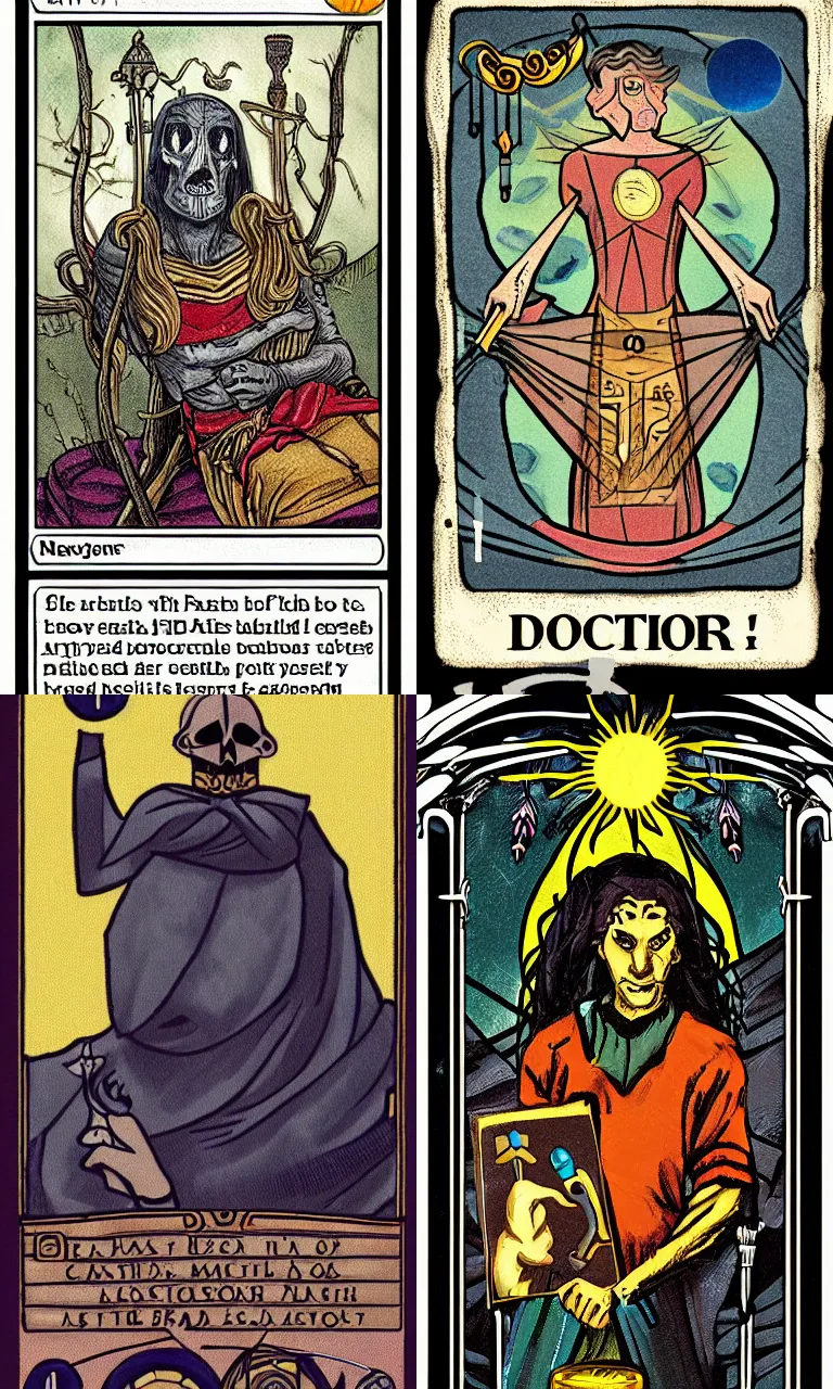 Prompt: Tarot card illustration of the cursed doctor trending on artstation