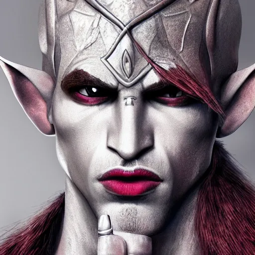 Image similar to haute fashion magazine head and shoulders portrait photo of a male drow elf