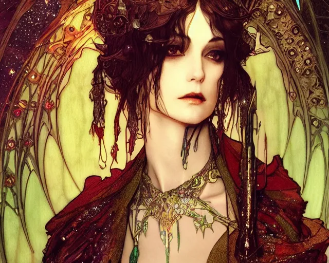 Image similar to photography of harry clarke, deep focus, d & d, fantasy, intricate, elegant, highly detailed, digital painting, artstation, concept art, matte, sharp focus, illustration, hearthstone, art by artgerm and greg rutkowski and alphonse mucha