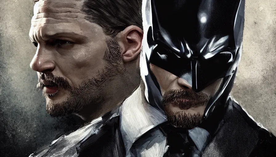 Prompt: Tom Hardy is Bruce Wayne/Batman, hyperdetailed, artstation, cgsociety, 8k