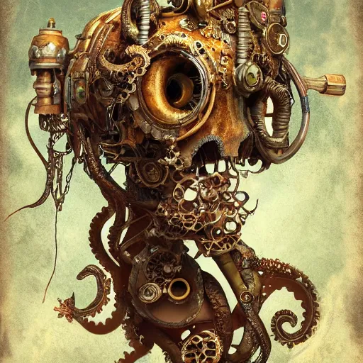 Image similar to underwater steampunk pirate octopus, hyper detailed, digital art, trending in artstation, cinematic lighting, studio quality, smooth render, unreal engine 5 rendered, octane rendered, art style by klimt and nixeu and ian sprigger and wlop and krenz cushart.