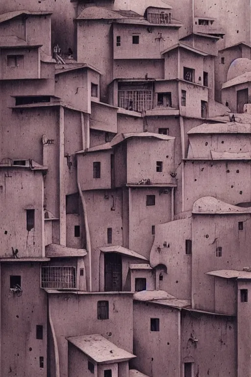 Image similar to favelas in rio, by zdzisław beksinski