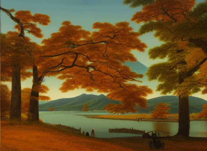 Prompt: hokkaido, japan in the style of hudson river school of art, oil on canvas