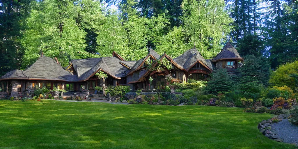 Image similar to residence in the style of rivendell, washington state