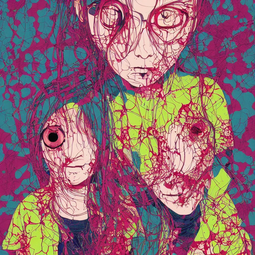 Image similar to a portrait of a girl by inio asano, beeple and james jean, hiroyuki takahashi color scheme, horror, terror