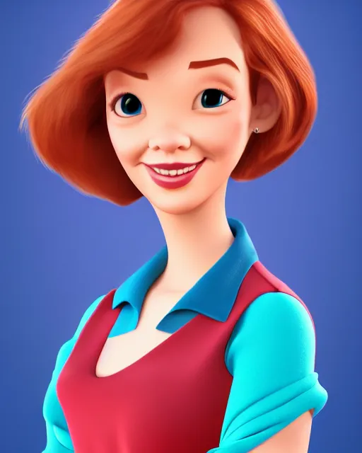 Prompt: happy adult woman character portrait, by disney animation, highly detailed, dynamic shadows, 4 k, splash art
