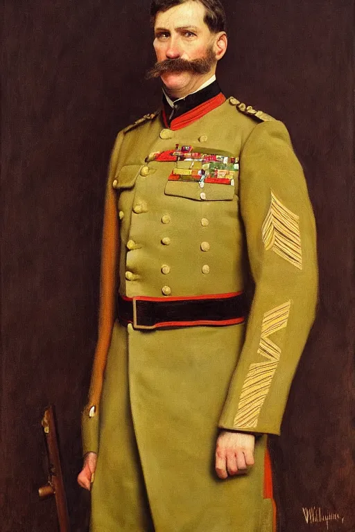 Image similar to full body portrait of the dictator of the portland trailblazers, 1 8 8 9, in full military garb, oil on canvas by william sidney mount, trending on artstation