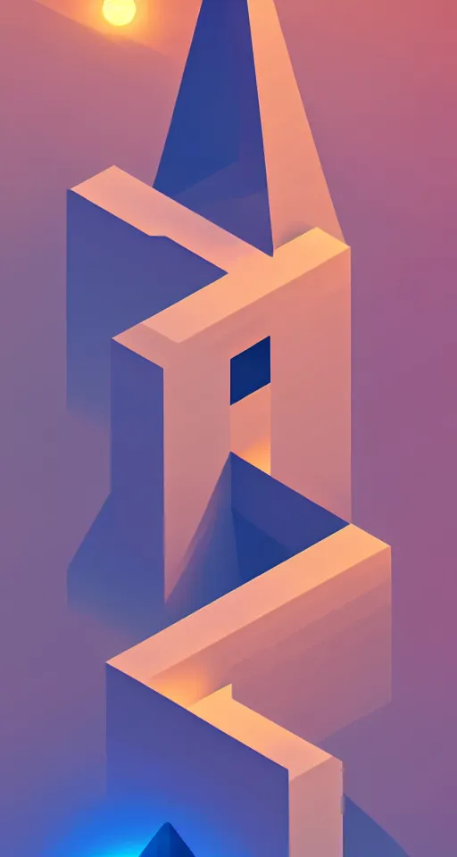 Image similar to portrait of elon musk as a geometric design minimalist isometric mountain with full moon behind the top, trending on artstation, cute digital art, monument valley