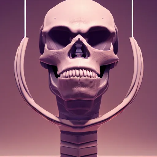 Image similar to portrait of cybernetic overlord of the metaverse, skull, hard clay, ceramics, reflections, ambient occlusion, raytracing, unreal engine 5, 8 - bit graphics, by beeple
