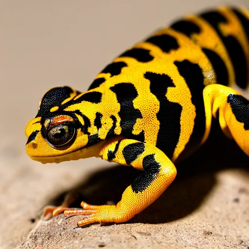 Image similar to an award winning photo of shiny golden black gecko looking at the camera, cute, nature photography, National Geographic, 4k