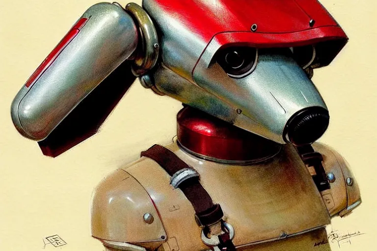 Image similar to scout ( ( ( ( ( 1 9 5 0 s retro future robot android dog. muted colors. ) ) ) ) ) by jean baptiste monge!!!!!!!!!!!!!!!!!!!!!!!!! chrome red