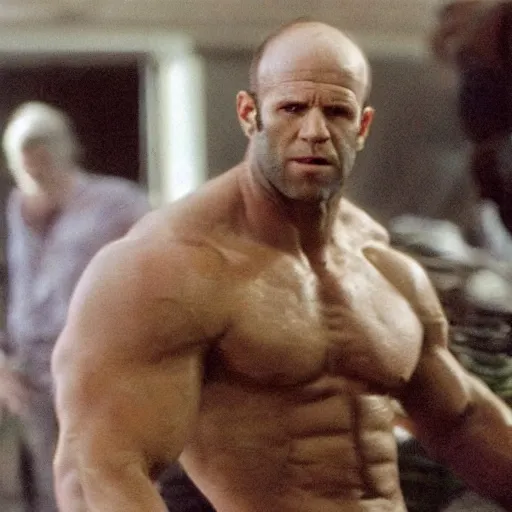 Image similar to jason statham as hulk in 1 9 7 7 movie