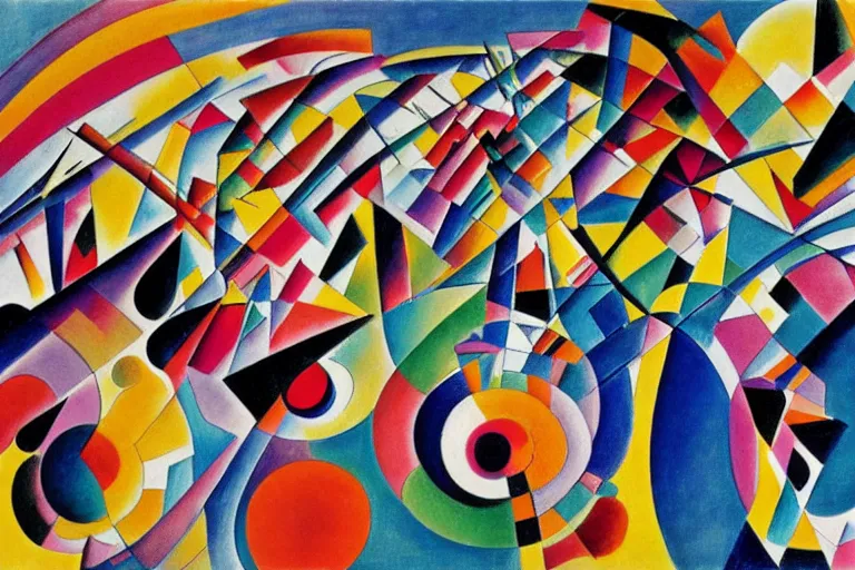 Prompt: rush hour, in style of Kandinsky,