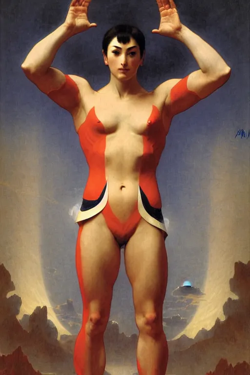 Image similar to portrait of a ultraman, majestic, solemn, by bouguereau