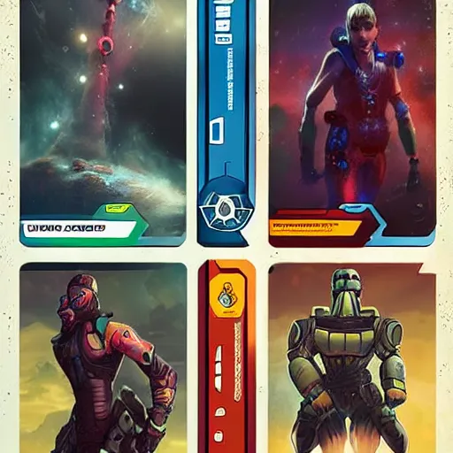 Prompt: sci - fi trading card designs, artstation