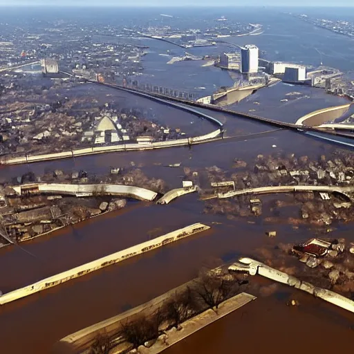 Prompt: st louis completely under water, and on fire, 4 k,