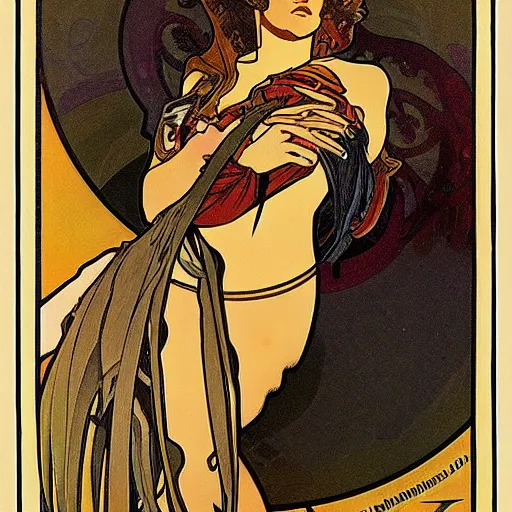 Prompt: punk, painted by alphonse mucha