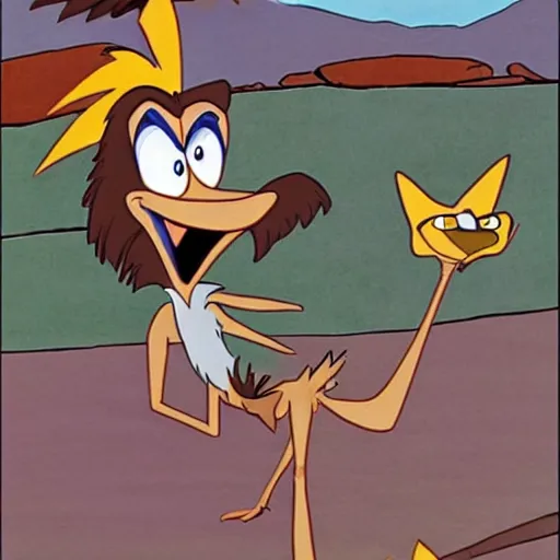 Image similar to wile e coyote finally catching roadrunner