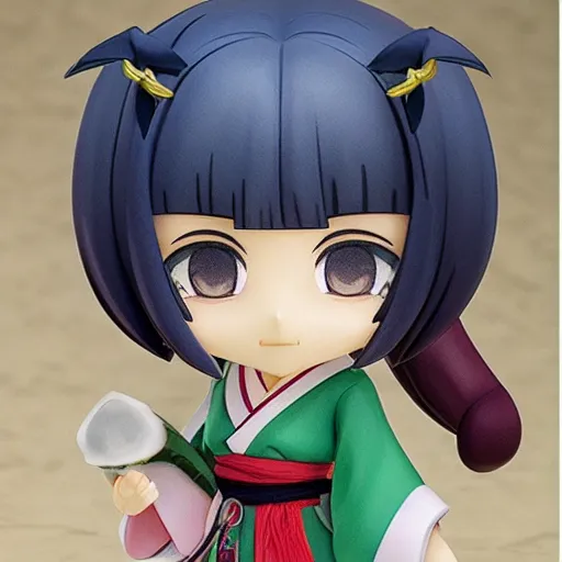 Prompt: beautiful water color concept art of face detailing cute nendoroid girl in the style of ukiyoe , toon rendering, close-up