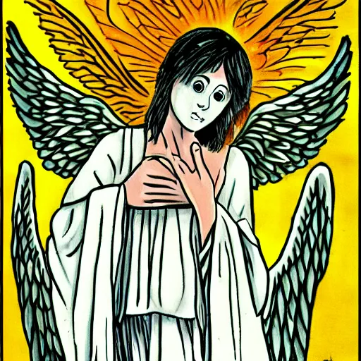 Image similar to biblically accurate angel in the style of Junji Ito