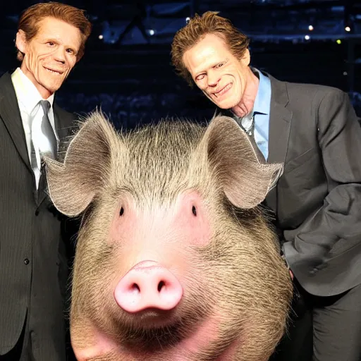 Image similar to william dafoe's confusingly large hog, comically oversized pig, photograph