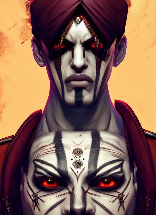 Image similar to symmetry!! portrait of crowned! borderlands 3 ( male ) psycho, ( piercings ), intricate, elegant, highly detailed, digital painting, artstation, concept art, smooth, sharp focus, illustration, art by artgerm and greg rutkowski and alphonse mucha, 8 k