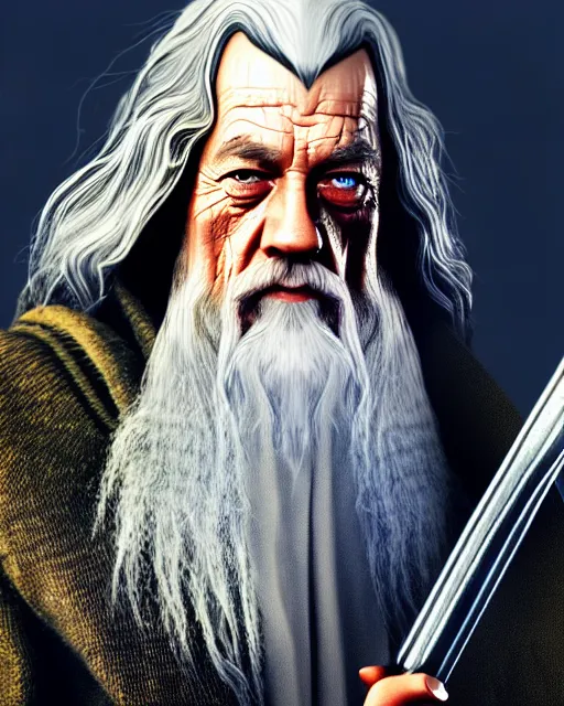 Image similar to Gandalf from Lord of the rings in GTA V, Cover art by Stephen Bliss, boxart, loading screen, 8K resolution