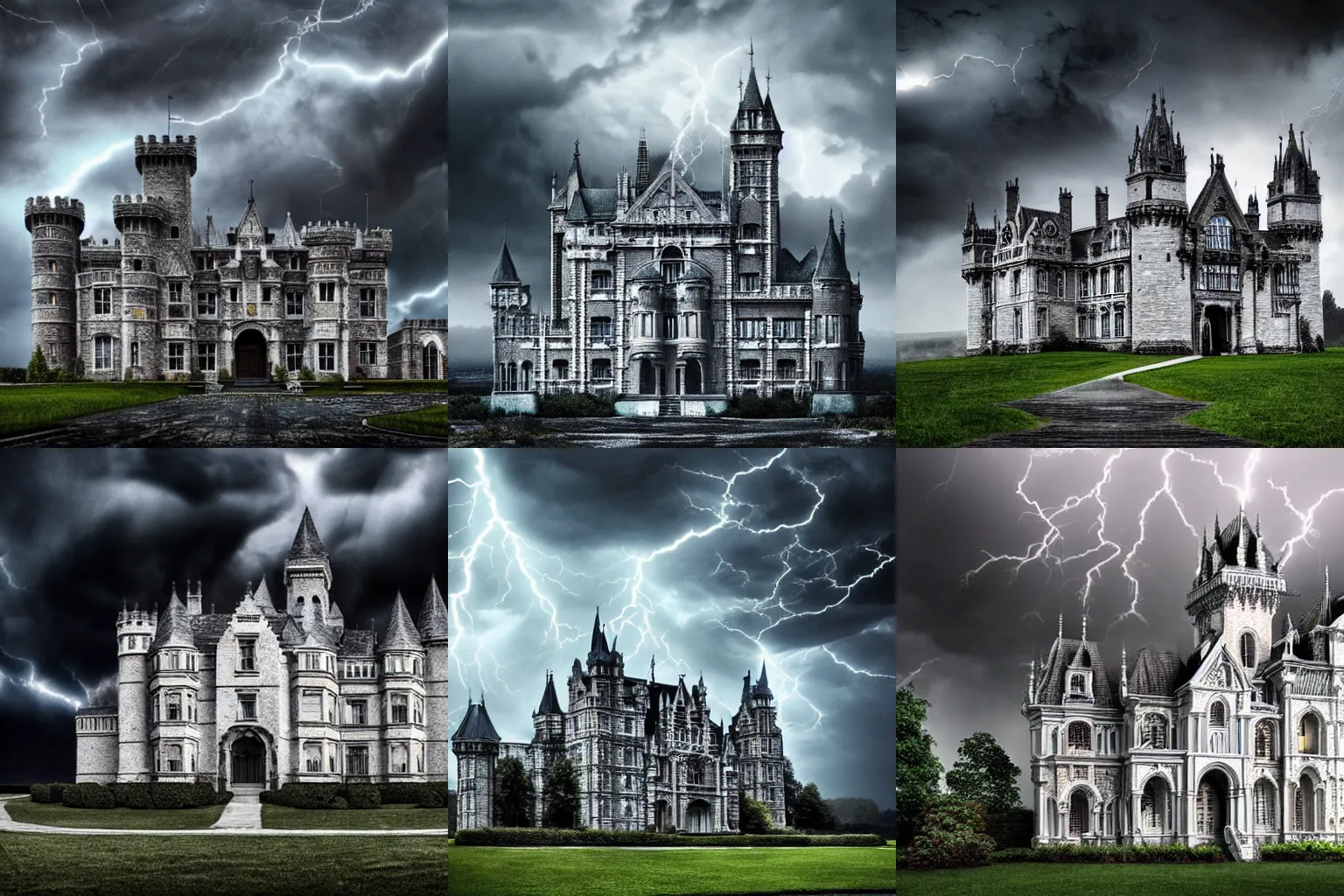 Image similar to A extremely highly detailed majestic hi-res beautiful, highly detailed white brick immaculate castle in black scary storm clouds high detail,ethereal, dramatic lightning, rim light, hyperrealistic, photorealistic, octante render, elegant, cinematic, high textures, hyper sharp, 8k, insanely detailed and intricate, graphic design, cinematic atmosphere, hypermaximalist, hyper realistic, super detailed, 4k HDR hyper realistic high quality smiling by Michelangelo Merisi da Caravaggio,