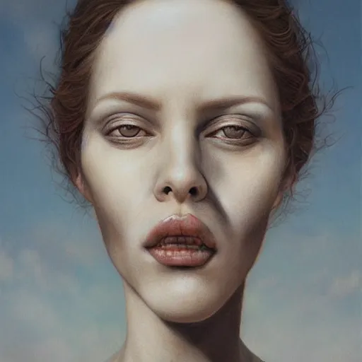 Image similar to a hyperrealistic painting of a beautiful woman with the head of a fly, by santiago caruso, highly detailed,