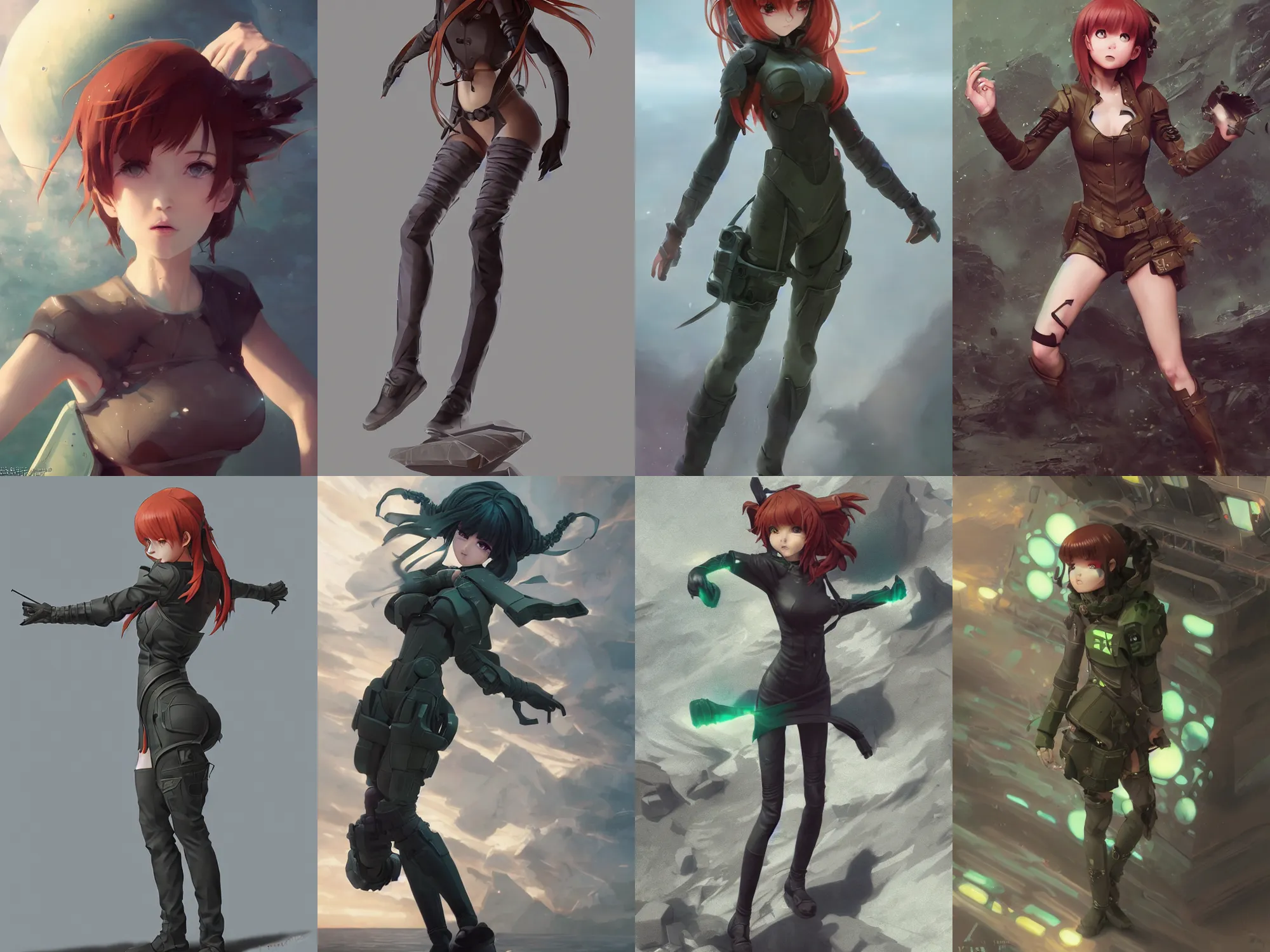 Image similar to C&C Tiberium NOD. Very complicated dynamic composition, realistic anime style at Pixiv CGSociety by WLOP, ilya kuvshinov, krenz cushart, Greg Rutkowski, trending on artstation. Zbrush sculpt colored, Octane render in Maya and Houdini VFX, young redhead girl in motion, cute, innocent, she expressing joy, wearing military uniform, headphones, silky hair, stunning deep eyes. In cityscape. Very expressive and inspirational. Amazing textured brush strokes. Cinematic dramatic atmosphere, soft volumetric studio lighting.