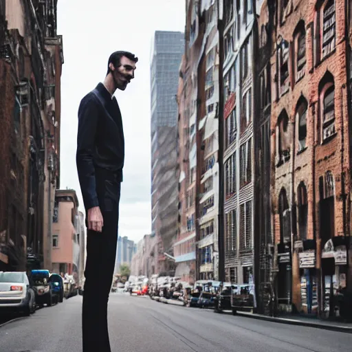 Image similar to tallest man in the world , 4k, photography, canon dslr,