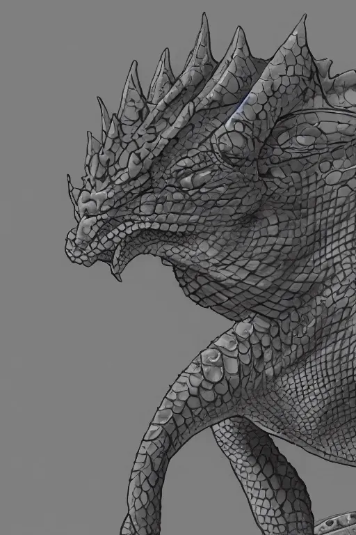 Image similar to lizardman, gray scales, anime, hd,