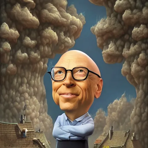 Image similar to Bill Gates as Dr. Evil Funny cartoonish by Gediminas Pranckevicius and mort drucker Tomasz Alen Kopera, masterpiece, trending on artstation, 8k,