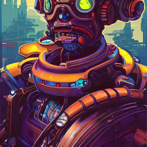 Image similar to high quality high detail portrait of a diesel punk cyber overwatch character in an alien world, tristan eaton, victo ngai, artgerm, rhads, ross draws, hyperrealism, intricate detailed, alphonse mucha, 8 k, sci - fi, pastel colors, artstation,