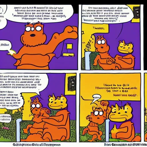 Image similar to Garfield Comic about atomic war, Drawn by Jim Davis, Funny, Sad, Creepy