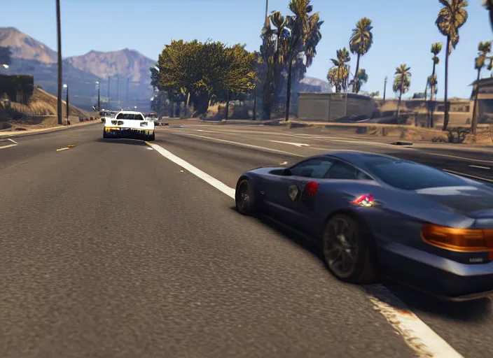 Prompt: GTA V screenshot, grand theft auto 5, high pursuit police chase