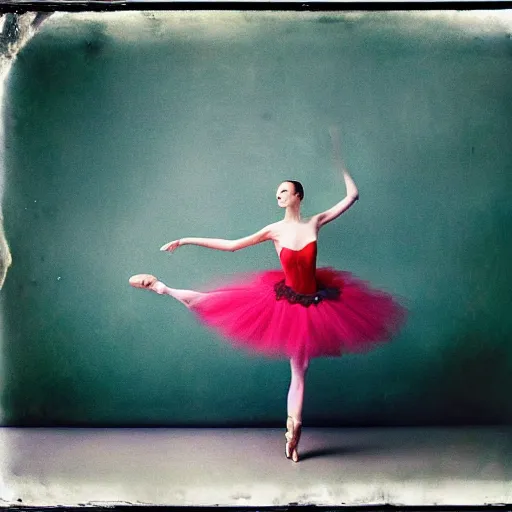 Prompt: kodak portra 4 0 0, wetplate, photo of a surreal artsy dream scene,, girl, weird fashion, ballet costume, dancers, photographed by paolo roversi style