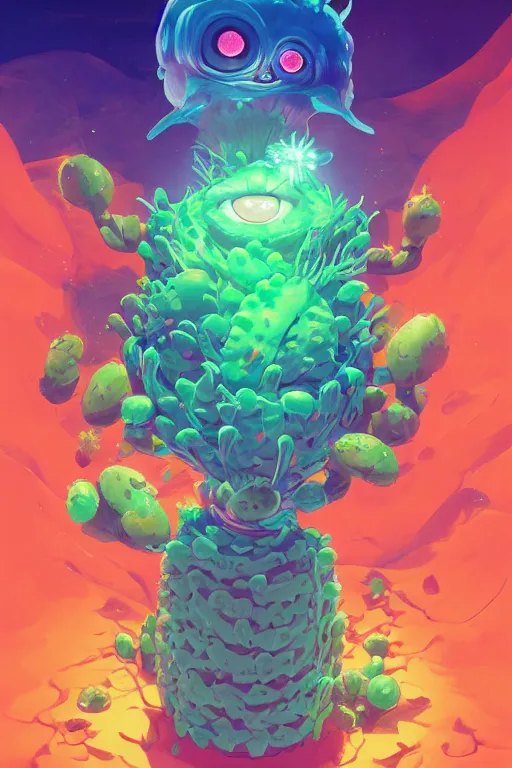 Image similar to roots cactus sushi cristal smurf ghost creature animal sushi cristal very big eye roots cactus elemental flush of force nature micro world fluo fishscale, behance hd by jesper ejsing, by rhads, makoto shinkai and lois van baarle, ilya kuvshinov, rossdraws radiating a glowing aura global illumination ray tracing hdr