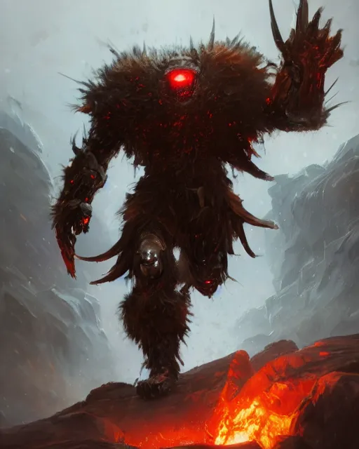 Image similar to oil painting of Angry Robot Berserker, wearing fur armor, claws, sharp focus, attack pose, fantasy style, octane render, volumetric lighting, 8k high definition, by greg rutkowski, highly detailed, trending on art Station, magic the gathering artwork, burning Battlefield background, centered