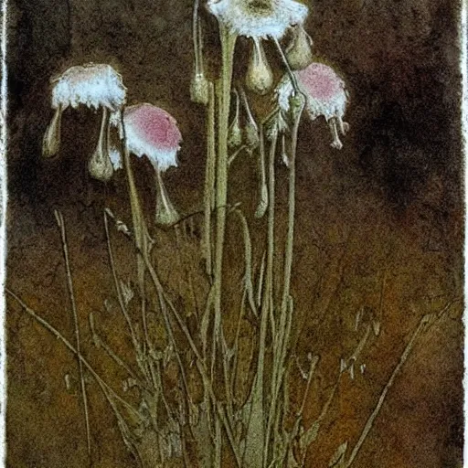 Image similar to The photograph is a beautiful and haunting work of art of a series of images that capture the delicate beauty of a flower in the process of decaying. The colors are muted and the overall effect is one of great sadness. by Edmund Dulac, by Pierre Puvis de Chavannes mournful, straight